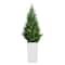 45" UV Resistant Artificial Cedar Tree in White Tower Planter (Indoor/Outdoor)